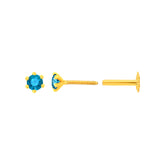 22K Yellow Gold Assorted Small Blue Nose Pin with Screwback with gold weight of 0.21g
